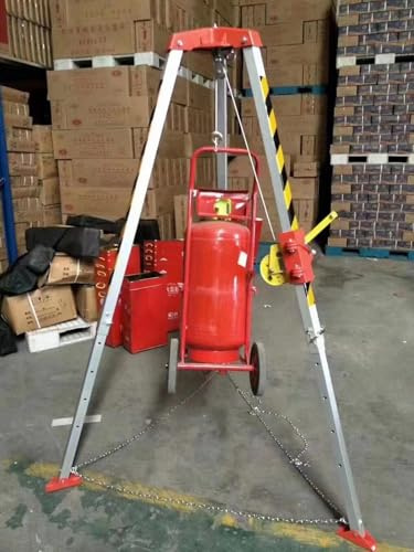 Heavy Duty Tripod for Lifting and Rescue, Height Adjustable Confined Space Hoist for Deep Well, Manhole, Cellar, and Sewer Applications with Fall Arrest