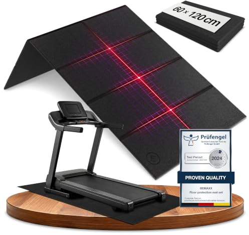 bemaxx Golvskyddsmatta Fitness PVC - Underläggsmatta för Fitnessutrustning Sportutrustning Löpband Indoor Cykel Halkfri, Golvunderlag för Home Gym Sport Träning Workout, Vikbar Matta Svart 120x60cm