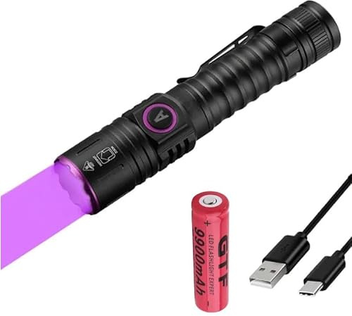 Torcia UV Professionale – LED doppia lunghezza d'onda 365nm/395nm per Uso Industriale – Zoom Telescopico, Impermeabile IP65 e Ricarica USB con Batteria ricaricabile per minerali