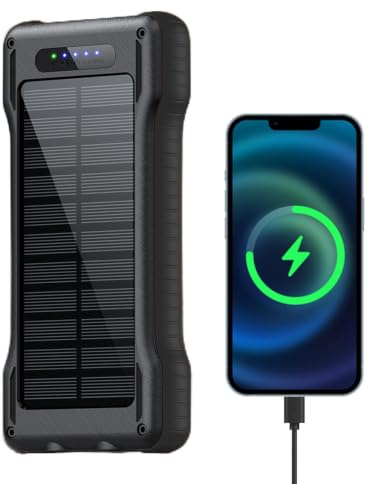Power Bank Solare 10000mAh Power Bank Impermeabile Esterno | Caricatore Telefono Solare per Donne Campeggiatrici Escursionisti Viaggiatori Campeggio Viaggio su Strada Trekking