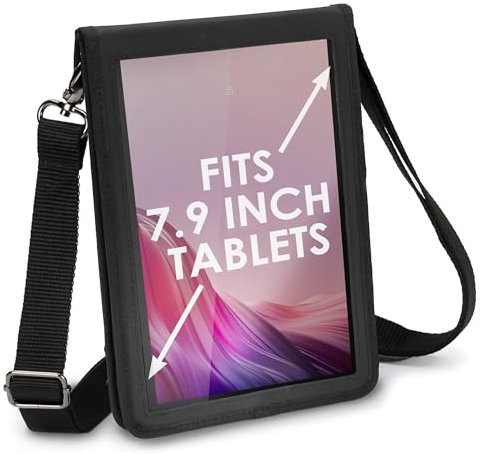 USA GEAR 7–8 Inch Kids Tablet Case with Screen Protector, Car Seat Strap & Shoulder Strap – Neoprene Sleeve for iPad mini 6/7, Samsung Galaxy Tab A7 Lite, Fire HD 8 / Fire 7 and More