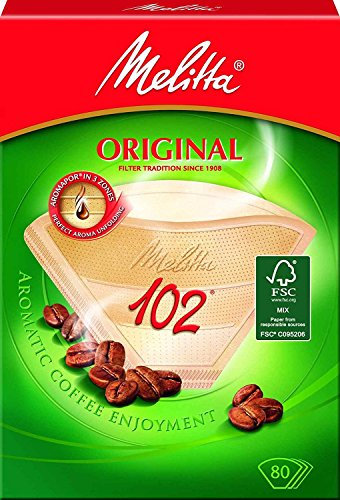 80 x Filtertüten/Kaffeefilter Melitta Original 102 (Naturbraun / 3 Aromazonen-Filter)