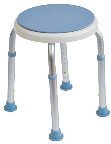 Aidapt Bath Stool with Rotating Seat Non-Slip Ferrules,8 Numbered Height Settings,Shower Chair,Elderly,Disabled,Pregnancy,Post Surgery,Rust Free Aluminium, Lightweight, Easy Assembly, White/Blue