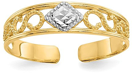 Zehenring für Damen, 14 Karat massives Gelbgold, Diamantschliff, Gold Goldfarben Diamanten