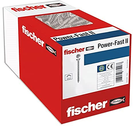 fischer - Vis à bois PowerFast II 3.0x30 Tête fraisée. empreinte PZ. zingué blanc. filetage total/Boite de 1000