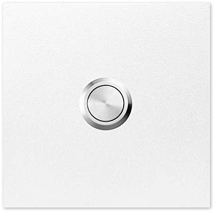 Qualitäts-Klingel signal-weiß (RAL 9003) MOCAVI Ring 500 V4A-Edelstahl Klingel-Taster, quadratisch (8,5 cm), modern, matt, deutsche Markenqualität