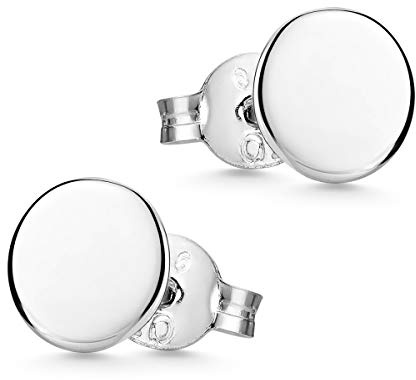 Runde Plättchen Ohrstecker Silber 925 flach für Damen Herren Kinder SO-438 | Ohrringe aus hautfreundlichem Sterlingsilber Ø von 3-7mm incl Geschenk Box von MATERIA by Matthias Wagner