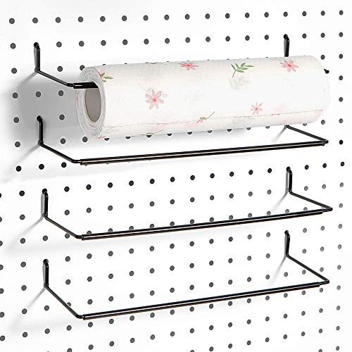 Soporte para Toallas de Papel para Tablero de Clavijas, Extensible, se Adapta a Cualquier Tablero de Clavijas estándar, 4 Paquetes, Color Negro