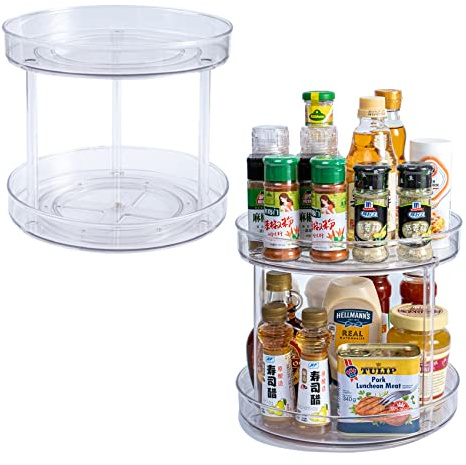 Diskary 360° Drehbar Gewürzregal,Lazy Susan Drehteller Kühlschrank Organizer,Verwendet für Küche,Speisekammer,Schrank,Badezimmerschrank,Kosmetik -BPA-frei
