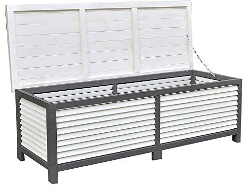 Melko Auflagenbox 46 x 140 x 52 cm Kissenbox Gartenbox mit klappbarem Deckel aus Holz Gartentruhe Holztruhe Auflagentruhe