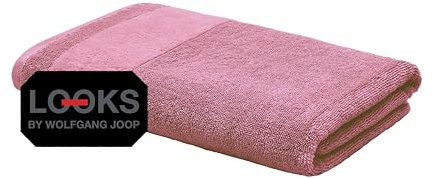 LOOKS BY WOLFGANG JOOP Handtuch 50x100 cm – 100% Baumwolle Luxus Handtücher mit Aufhänger & Logostick, Handtuch Altrosa