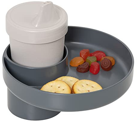My Travel Tray – for Cup Holder (Gray) Made in USA - Car Journey Must – Insert into Cupholders Found on Car Seats, Booster, Strollers & Your car Cup Holder