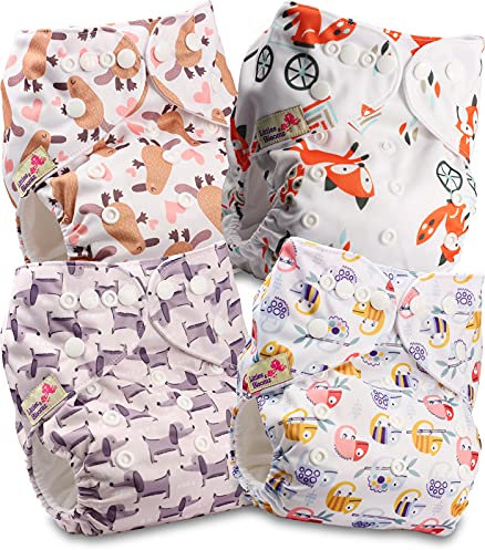 Littles and Bloomz FLP2-0405 Windel, wiederverwendbar, Standard-Popper, 4 Windeln
