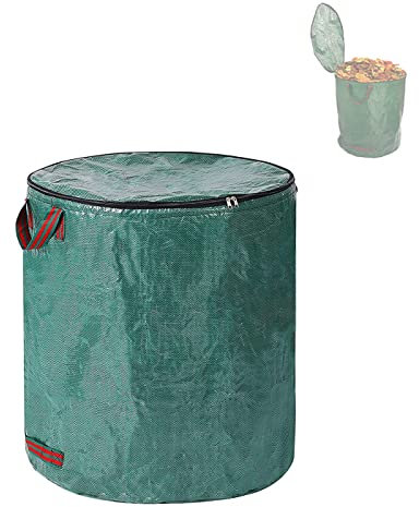 Sacchi da Giardinaggio,Sacchetti per Rifiuti da Giardino,Polipropilene (PP)-Robusto, Antistrappo,e riutilizzabili Borsa da Giardino,con Coperchio,272L