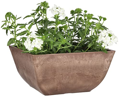 KOTARBAU® Blumentopf Pflanzgefäß aus recycelten Materialien quadratisch 25x25x12,7 cm Braun