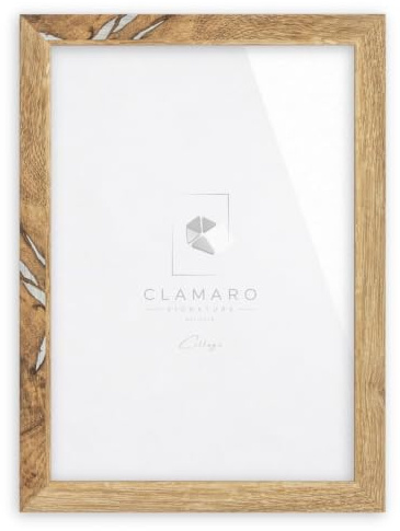 CLAMARO Bilderrahmen Collage, Eiche Altholz, MDF, 80 x 120 cm, HDF-Rückwand | Folienummantelte MDF-Leiste, Metall-Zackenaufhänger, Hoch- und Querformat, handgefertigt in Deutschland, mit Acrylglas