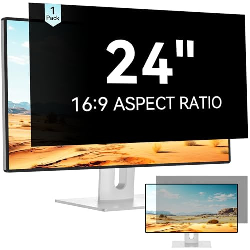 Mamol 24 Inch Computer Privacy Screen Filter for 16:9 Aspect Ratio （532 x 299 mm） Widescreen Monitor - Removable Computer Screen Privacy Shield and Anti Glare Blue Light Filter