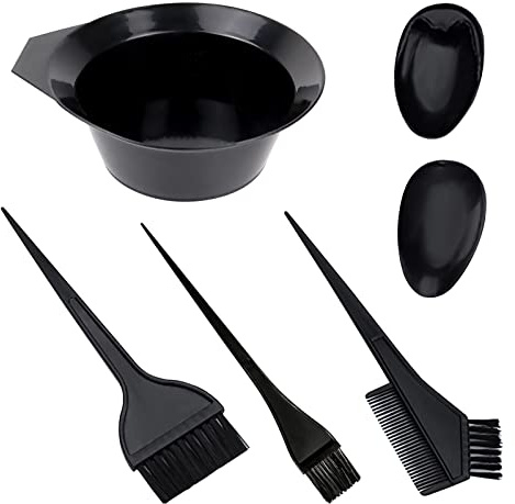 1st Choice Hair Dye Color Brush and Bowl Set, Hair Color Brush Mixing Bowl Kit Tint Comb for Hair Tint Dying Coloring Applicator(three brushes+mix bowl+earmuffs)