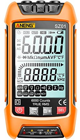 DAZZLEEX Multimètre numérique, SZ02 Smart Digital Multimètre 6000 RMS Comptage automatique Capacitance mètre Orange - SZ02