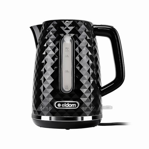 eldom C280 Wasserkocher | 1,7 Liter Kapazität | Retro Teekocher mit 2200W Leistung | 360°-Sockel | Wasserstandsanzeige | herausnehmbarer Kalkfilter | Weiß (Schwarz)