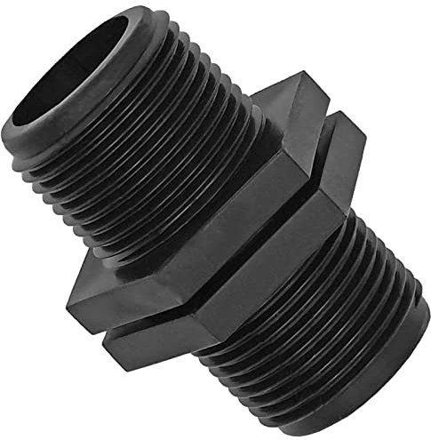 Doppel Nippel aus Kunststoff PP 1/2 Zoll AG x AG Außengewinde Außendurchmesser 21mm Gewinde Fitting Trinkwasser geeignet Verschraubung Verbindung Stück Kupplung Anschluss