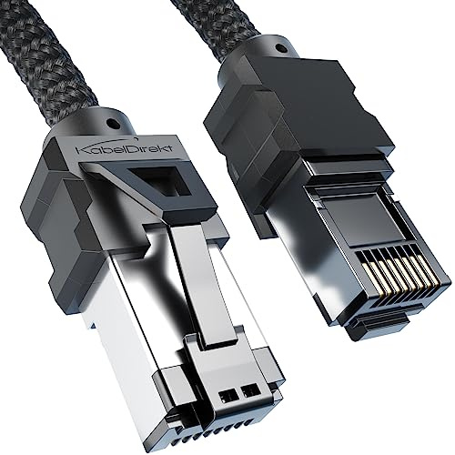 KabelDirekt Cavo di Rete Cat 8, Cavo Ethernet, LAN – 2 m – Edizione Gaming con Treccia Heavy-Duty (Spina RJ45/Cat 8.1, Trasmette Velocità di Dati Massime Fino a 40 Gbps per Gaming/PC/PS5/XBO)
