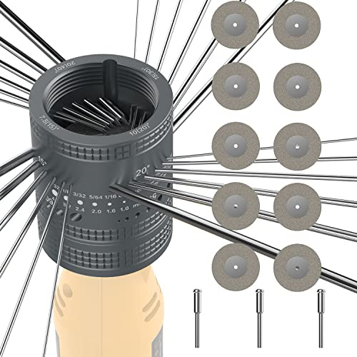 SONNLER Tungsten Electrode Sharpener Grinder Head,TIG Welding Tool with Cut-Off Slot with 6 size 8Angles, 48 Holes, 10 Double Diamond Wheels, 3 CNC Mandrel Suitable For Most Rotary tool
