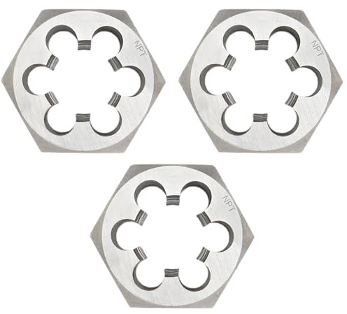 3 troqueles redondos NPT de 1/4-18, troquel de tubo hexagonal, troquel de rosca de tubería, troquel de rosca de rosca a la derecha, kit de roscado manual de acero al carbono, troquel de corte de