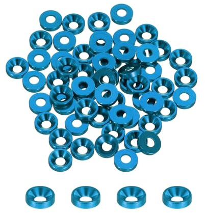 QUARKZMAN 50pz Rondelle Svasate M3, in Lega di Alluminio Anodizzato 8mm/0,31, Guarnizioni per Viti RC/FPV/PC/Drone/Accessori Meccanici Modello Part, Azzurro