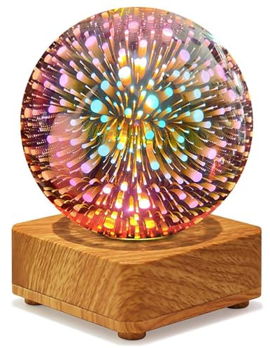 KINGCOO 3D Feuerwerk Nachttischlampe, LED Glas Kugel Tischlampe Schlafzimmer Atmosphäre Nachtlicht Ornamente Bürodekoration für Kinder Frauen Geburtstag Valentinstag Heimgeschenke (Sternpunkt)