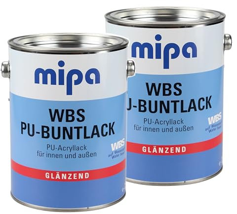 2 x 2,5l Mipa WBS PU-Buntlack glänzend Weiß Acryllack Holzlack PU-verstärkt