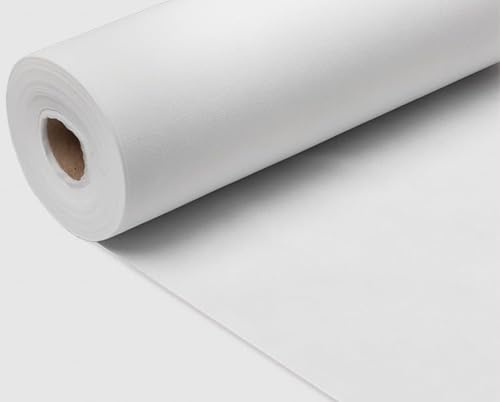 Mantel Papel Precortado Polipropileno para Mesa - Manteles Textura Tela Desechables - Rollo de 1,20 x 50 Metros con Precorte en 40 cm - Para Eventos, Restaurante y Navidad (Blanco, Precorte 40 cm)