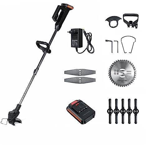 MEIVIYA Taille-Bordures et Coupe-Bordure Tondeuse à Gazon sans Fil 21V Tondeuse à Gazon électrique Tondeuse réglable haie Outil d'élagage de Jardin avec Batterie Li-ION 22980mAh(1 Battery Set)