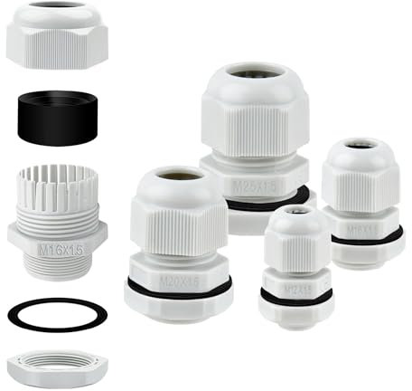 OTYMIOW 40PZ Passacavo Impermeabile IP68 M12 M16 M20 M25 Pressacavi Elettrici con Guarnizioni Controdado Passacavi per Esterni da Giardino, Scatola di Derivazione, Passacavi in Plastica Nylon