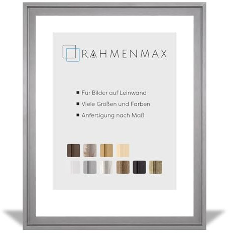 RahmenMax MDF-Leerrahmen ASTURIEN speziell für Leinwandbilder BZW. Keilrahmenbilder im Format 60 x 80 cm. Schattenfugenrahmen in der Farbe: Mattsilber. 10 Farben zur Auswahl
