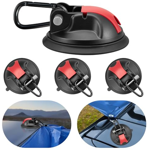 JUYLTOOL 4 Stück Saugnapf Haken Stark,Saugnapf Haken Camping,Saugnapf für Camping, Wohnwagen,Vorzelte,Camping, Aufhängen,Autos,Adsorption auf Fliesen, Autos, Glas,glatten Oberflächen,Max 30KG