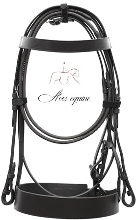 Leather Horse Hunter Bridle 2 Inch Noseband and 1 Inch Browband Black (COB)