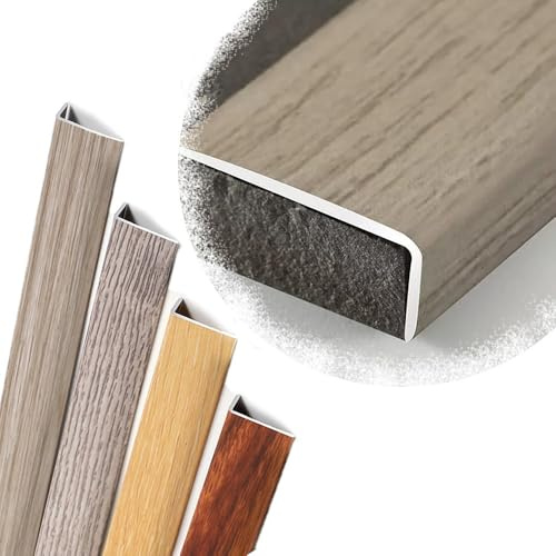 QCSJM 4ft L Molding Stair Nosing Edge Trim 3ft Wood Grain Stair Nose Transition Strip Metal Stair Treads Stair Edge Protector for Wood/Vinyl/Tile Stairs(Grey Oak,900 * 25 * 10mm)