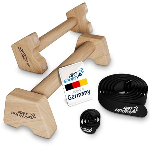 ArtSport Maniglie per flessioni in legno L – Parallettes antiscivolo per calisthenics, allenamento a casa e all’aperto, attrezzi fitness palestra