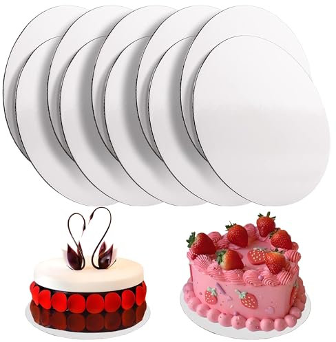 Kiswleon 10 Stück Cake Board 30cm Rund,Tortenunterlage Rund Weiß,Tortenplatte Pappe,Kuchenplatte Runds 12inch,Tortenboden für Kuchen und Torten (3mm)