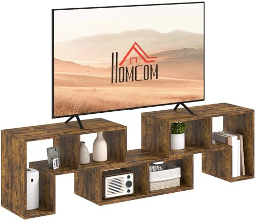 HOMCOM TV Stand for TVs up to 75 Inches, Free Combination TV Unit with Storage Shelves, Extendable Entertainment Centre for Living Room, Rustic Brown