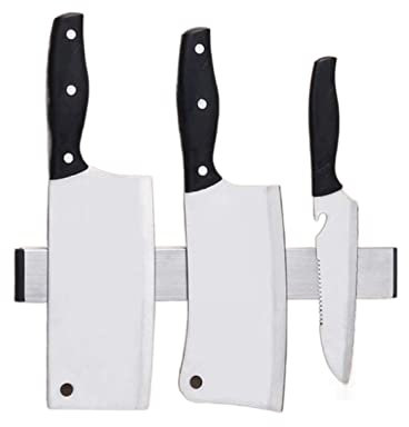 GLETSF Knife Block Magnetic Knife Holder Stainless Steel Wall Mount Strip Bar Rack Storage For Knives Metal Utensils Tools Knife StorageSilver-31cm