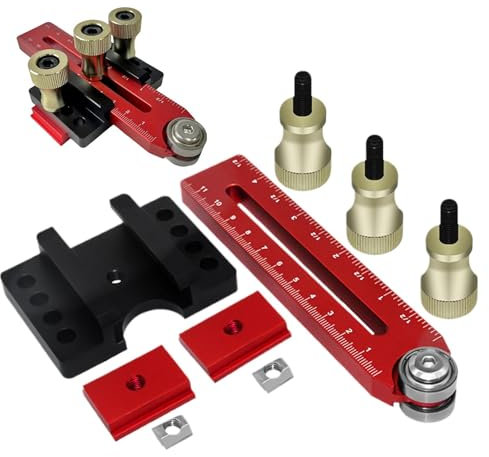 Demsyeq Jig sottile per lavorazione del legno, guida per fresatrice in lega di alluminio, accessorio per utensili elettrici per seghe da tavolo, router e fresatrici