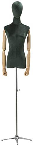 SHANYAYALI Weibliche Schaufensterpuppe, Torso, Körperkleid, Form mit Stativständer, Holzhände für Kleidung, Kleid, Schmuck, Display (Dunkelgrün, S)