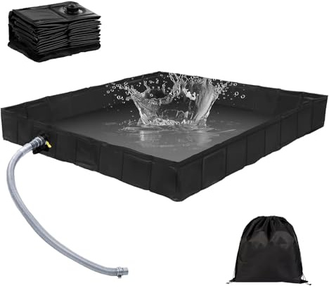 TECKZOON 105 x 105 x 13 cm Foldable Shower Base Shower Tray with Drain Hose, Portable Shower Base for Outdoor Camping Caravan Indoor Pet Bath