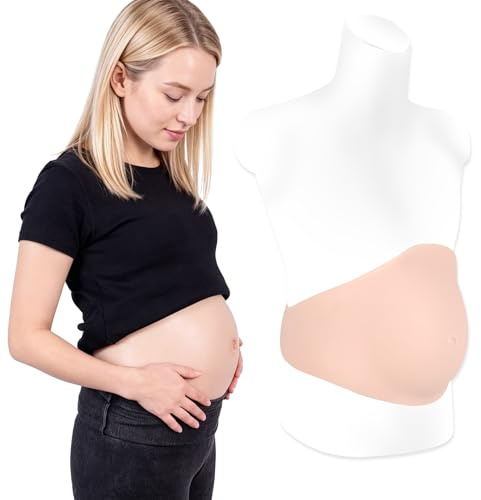 YEEFAIRY Faux Ventre de Grossesse Silicone Moulage Ventre Femme Enceinte Realiste Expérience Adaptée aux Hommes pour Photographie Cosplay Fake Pregnant Belly