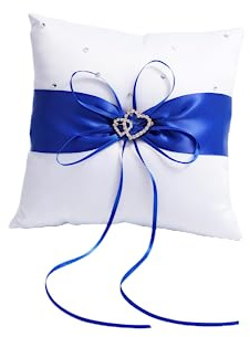 YuXinCat Coussin Alliance Mariage 21 cm, Coussin Porte Alliances, Oreiller pour Bagues de Fiançailles, Accessoire Élégant pour Cérémonie de Mariage et Anniversaires (Bleu)