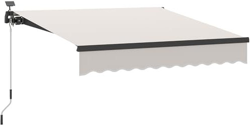 Outsunny Toldo Manual Retráctil 3x2,5 m con Luces LED Solares Toldo para Balcón con Manivela de Aluminio y Protección UV50+ para Jardín Terraza Ventanas Crema