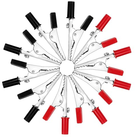 Pqahffowr - Alicates de cocodrilos rojos y negros, pinzas eléctricas de metal pequeñas para prueba eléctrica de batería de coche