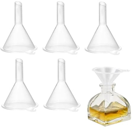 5Pcs Mini Funnels - Precision Small Funnel With Narrow Spout For Refilling Perfume, Essential Oils, Hip Flask - Laboratory Funnels - Clear, Durable & Reusable